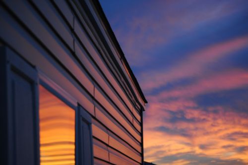 house sunset sky