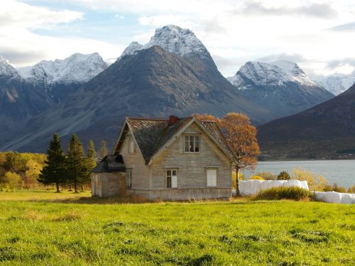 house mountains landscape