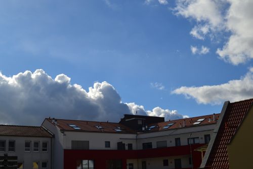 house roofs sky blue