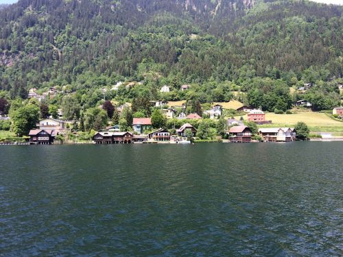 houses on lake shore area austria