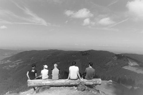 human  black and white photography  panorama