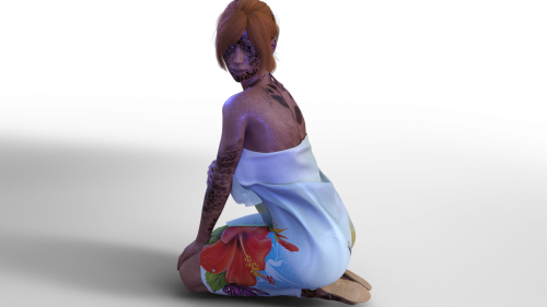 human burn scar female pose