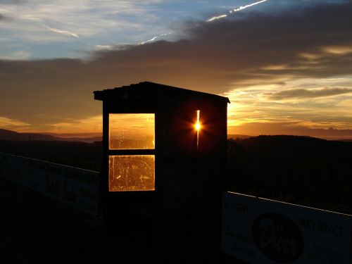 hut shelter sunrise