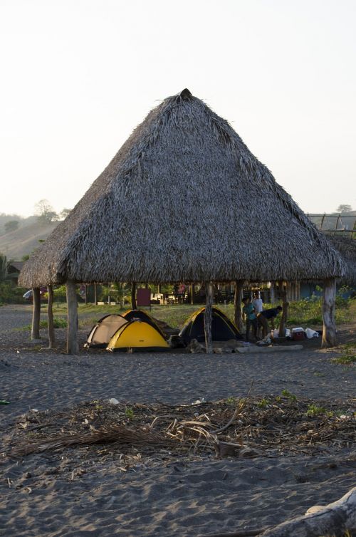 hut beach sunset