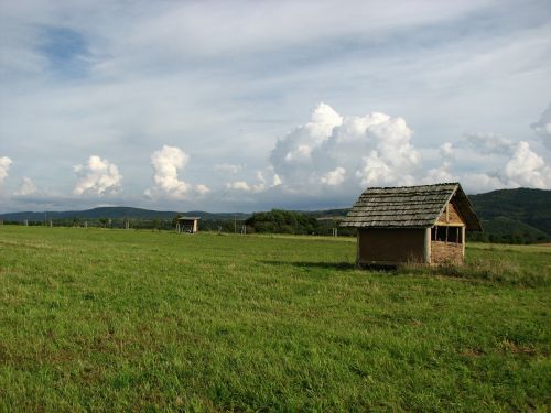 hut pasture meadow