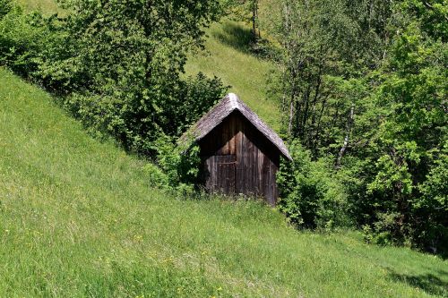 hut landscape meadow