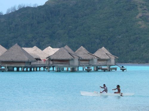 huts beach bora bora