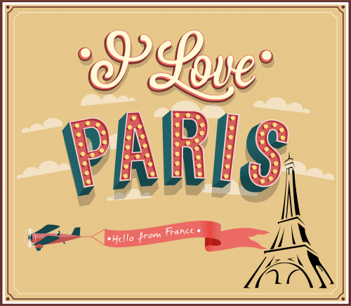 i love paris vintage retro