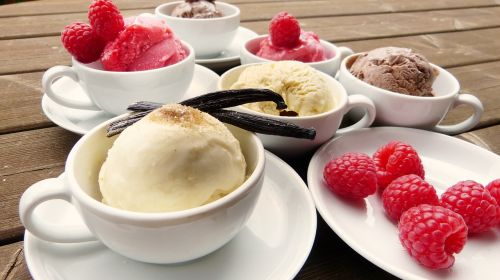 ice ice cream raspberries