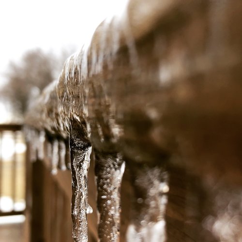 ice  icy  ice on railing