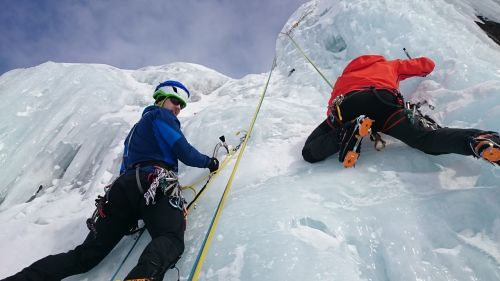 ice climbers climb ice