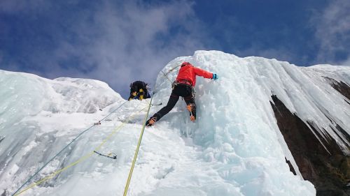 ice climbers climb ice