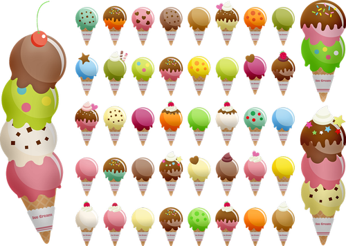 ice cream cone  variety of ice cream  waffle