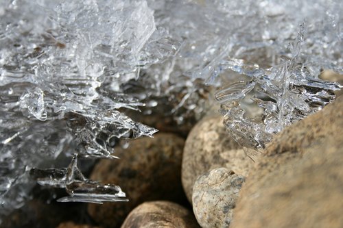 ice crystals  rock  winter