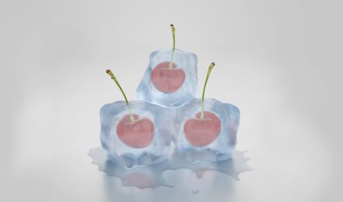 ice cubes cherries frozen