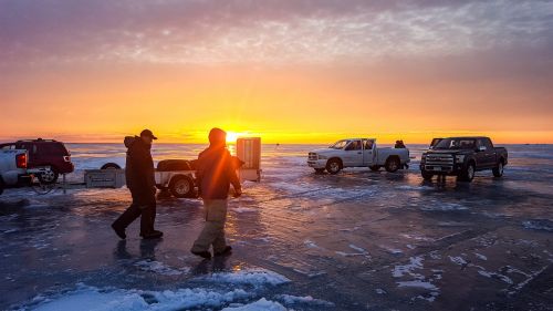 ice fishing winter lake