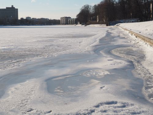 ice on the river frostwork city