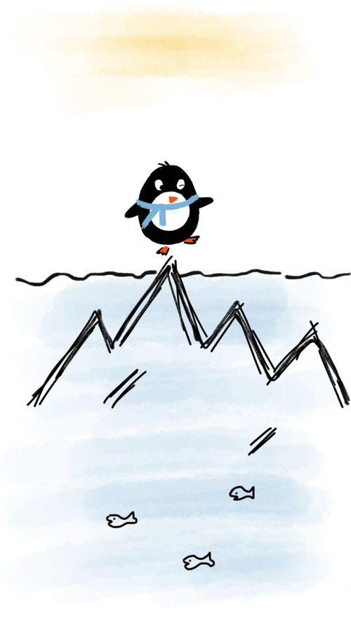 iceberg penguin sea