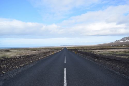 iceland straight road lonely