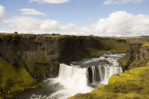 iceland waterfall green