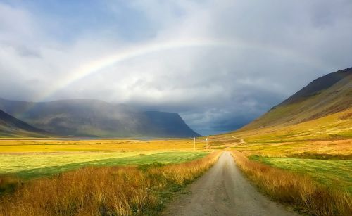 iceland rainbow sky