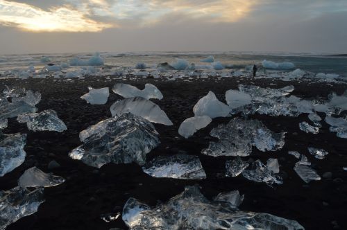 iceland black sand beach ice