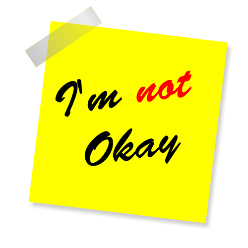 i'm not okay yellow sticker note