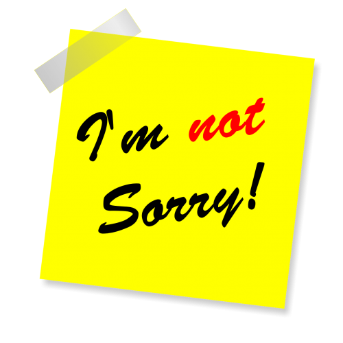 i'm not sorry yellow sticker note