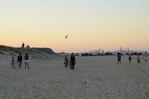 in the evening beach walk