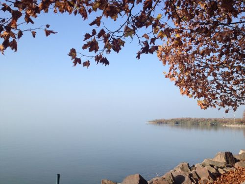 in the morning autumn lake balaton