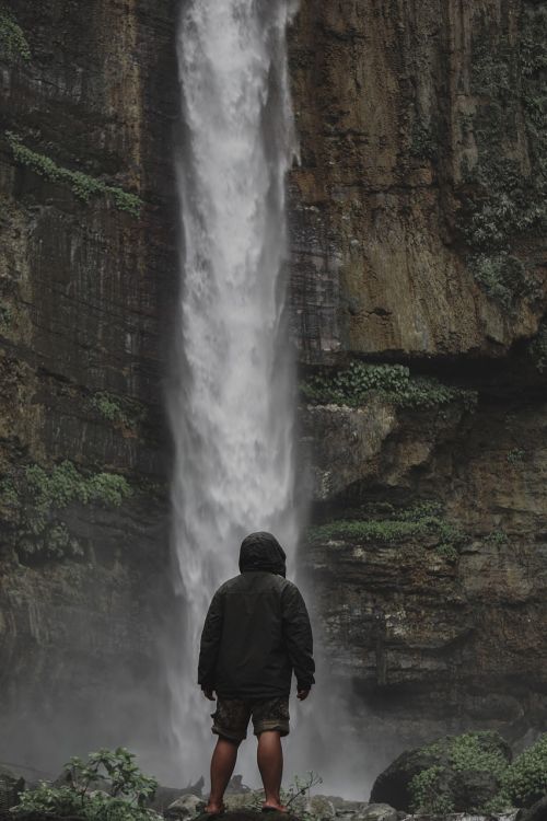 indonesian waterfall fog