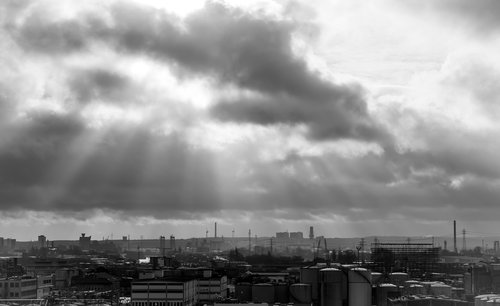industrial area  port  clouds