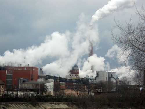 industrial plants smoke chimneys
