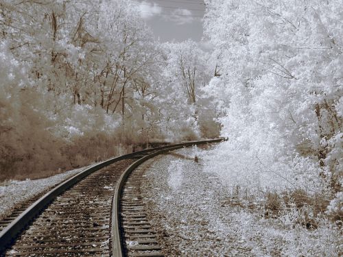 infrared railroad tracks train tracks