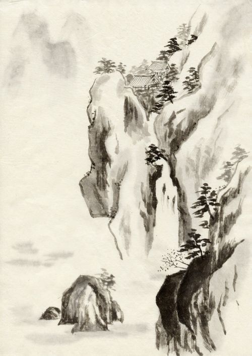 ink traditional chinese painting landscape
