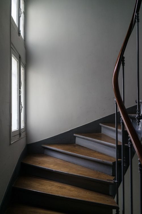 inside wooden stairs