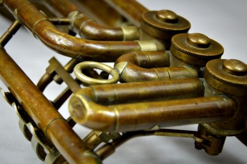 instrument trumpet old copper