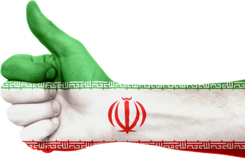 iran flag hand