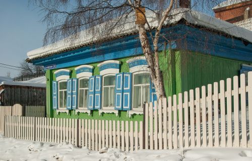 irkutsk wooden house house painted