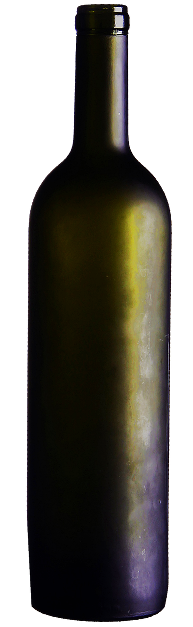 isolated glass bottle brown wine
