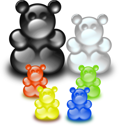 isolated bear family gummibärchen