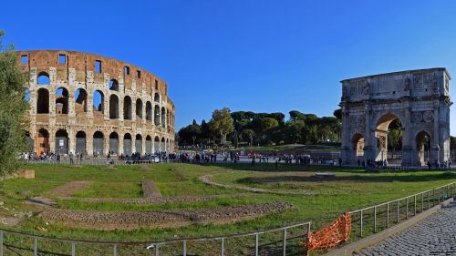 italy rome colosseum and arch of constantine