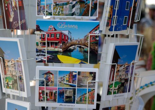 italy burano postcards