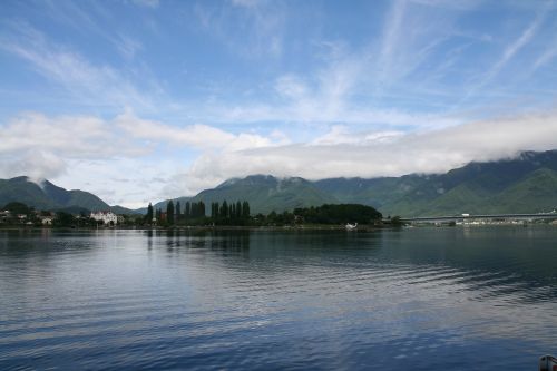 japan beautiful lake clouds