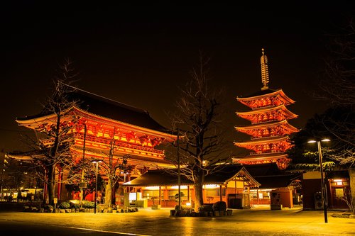 japan  temple  night