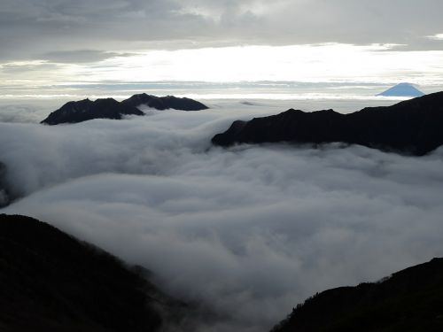 japan peaks clouds