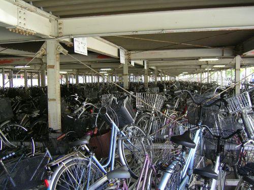 japan bicycles train station