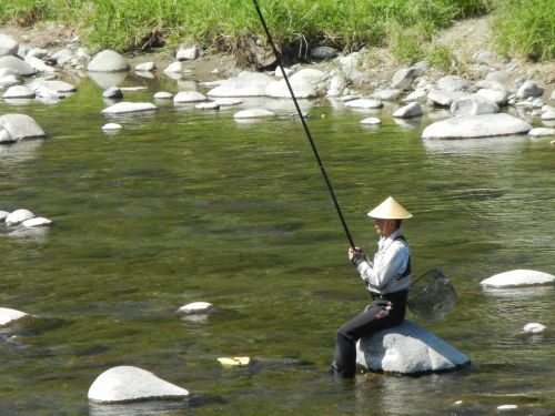 japanese fisherman fishing river fishing