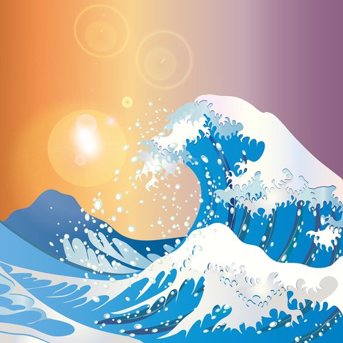japanese wave paper  ocean background  japan