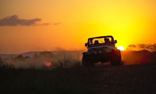 jeep drifting dust